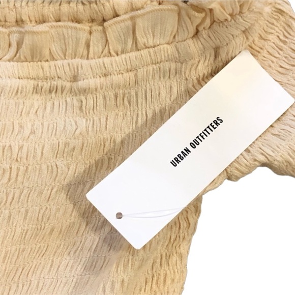 Urban Outfitters Amelia Off The Shoulder Neutral Smocked Midi Maxi Dress - Picture 11 of 15